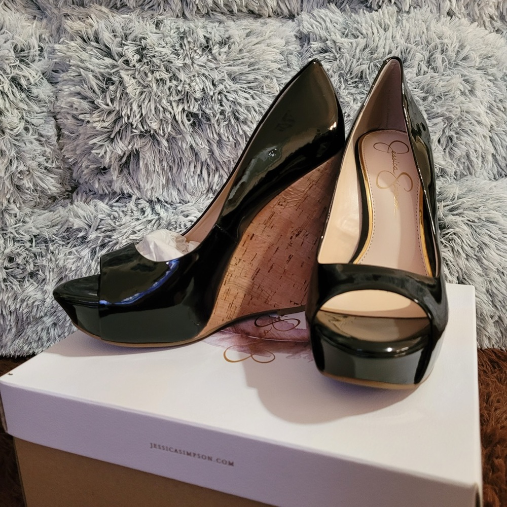 Jessica Simpson platform peep toe wedge heels